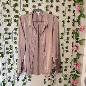Dylan Women's Casual Taupe/Pink Button Down Shirt